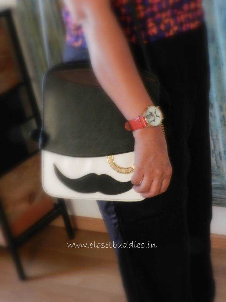 Classy meets quirky? I fell in love with this bag the moment I saw it-reminds me of my favorite character Mr. Hercule Poirot :) Ynots Bag- Stalkbuylove Mustache Watch: House of Blondie