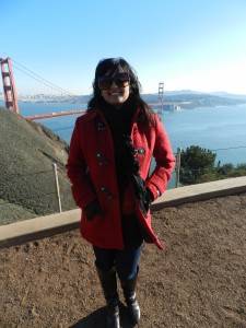 It was windy at the Golden Gate Bridge Leather Boots in Chocolate: Nine West Red Overcoat: Calvin Klein Skinny Jeans: Dorothy Perkins Wool Stole: Marks & Spencers