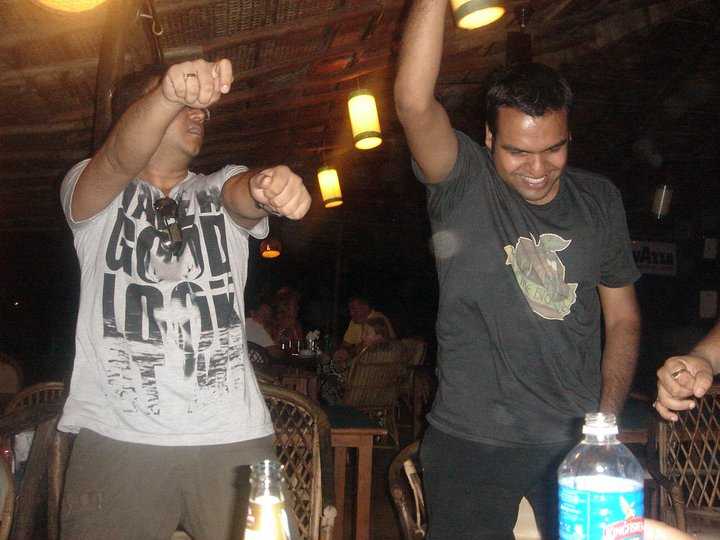 K dancing in a shack in Goa (yep one drink too many!)