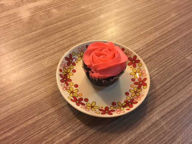 So, Iy is our dessert order-er and she chose this absolutely gorgeous chocolate cupcake with italian buttecream frosting- she never goes wrong!